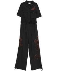 P.A.R.O.S.H. - Flower-Embroidered Belted Jumpsuit - Lyst