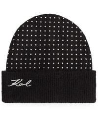 KARL LAGERFELD - K/Signature Rhinestone Beanie Hat - Lyst