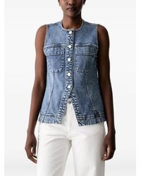 DKNY - Buckled Denim Button-Down Top - Lyst