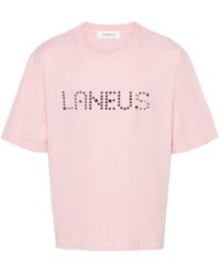 Laneus - T-shirt Met Logo Van Studs - Lyst