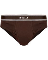 Versace - Logo Waistband Briefs - Lyst