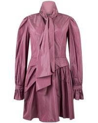 Alberta Ferretti - Pussy-Bow Ruffled-Cuff Mini Dress - Lyst
