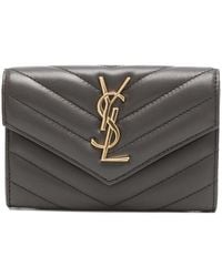 Saint Laurent - Logo-Plaque Wallet - Lyst