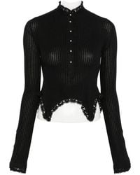 Ann Demeulemeester - Lace-Trim Ribbed Top - Lyst