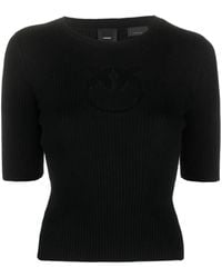 Pinko - Intarsia-Knit Logo Ribbed-Knit Top - Lyst