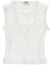 MSGM - Blusa con volantes y flecos - Lyst