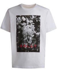 Bally - Logo-T-Shirt mit Blumen-Print - Lyst