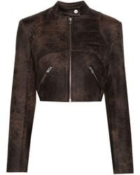 MISBHV - Cracked Cropped Faux-leather Jacket - Lyst
