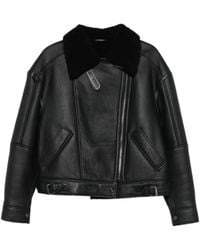 Manokhi - Shearling-Collared Leather Jacket - Lyst