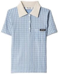 Miu Miu - Short-Sleeve Check-Pattern Polo Shirt - Lyst