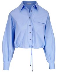 Brunello Cucinelli - Drawstring-Hem Cropped Shirt - Lyst