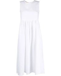 Blanca Vita - Pleated Sleeveless Linen Midi Dress - Lyst