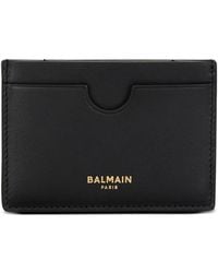 Balmain - Logo-Print Leather Card Holder - Lyst