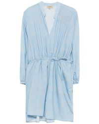 Woolrich - Flowing Dress With Print And Drawstring Waist - Lyst