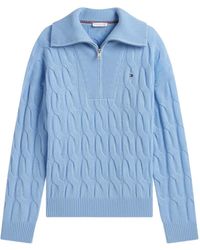Tommy Hilfiger - Cable-Knit Quarter-Zip Sweater - Lyst
