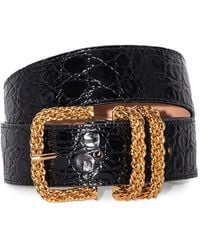 BY FAR - Croco-Embossed Leather Belt - Lyst