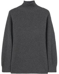Jil Sander - Gerippter Pullover Mit Stehkragen - Lyst