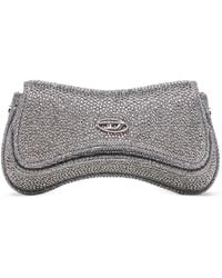 DIESEL - Crystal-Embellished Logo-Plaque Clutch Bag - Lyst