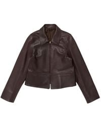 TAIGA TAKAHASHI - Zip-Up Leather Jacket - Lyst