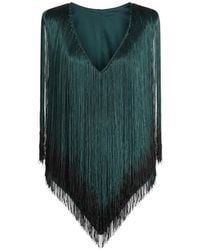 Gemy Maalouf - Fringe-Trim V-Neck Top - Lyst
