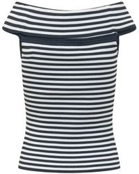 MICHAEL Michael Kors - Mini Striped Knit Top With Boat Neck - Lyst
