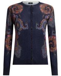 Etro - Silk And Cashmere Cardigan With Placed Paisley Print - Lyst