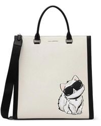 KARL LAGERFELD - Ikon Choupette-Print Grained Tote Bag - Lyst