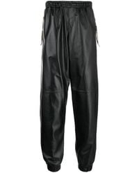 Moschino - Cropped Leather Track Pants - Lyst