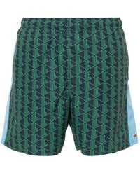 Lacoste - Monogram-Print Swim Shorts - Lyst