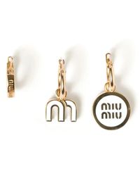 Miu Miu - Set Di 3 Orecchini A Cerchio Con Smalto - Lyst