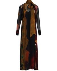 Osklen - Maxikleid Aus Satin Mit Schleifenkragen - Lyst