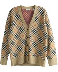 Burberry - Check-Pattern Cardigan - Lyst