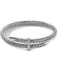 John Hardy - Sterling Spear Flex Diamond Cuff Bracelet - Lyst