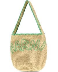 Marni - Large Logo-Embroidered Raffia Tote Bag - Lyst