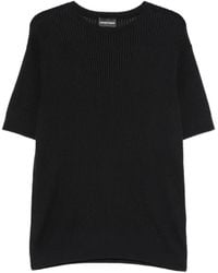 Emporio Armani - Waffle-Knit Short-Sleeve Sweater - Lyst