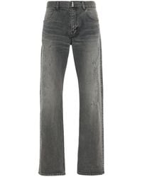 Givenchy - Gerade Distressed-Jeans Mit Logo-Schild - Lyst