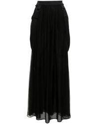 Max Mara - Gestreepte Chiffon Maxi-Rok - Lyst