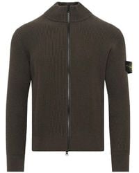 Stone Island - 5100017 Full-Rib Rws Woll Loose-Fit Zip-Up Jumper - Lyst
