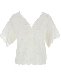 ..,merci - V-Neck Floral Blouse - Lyst