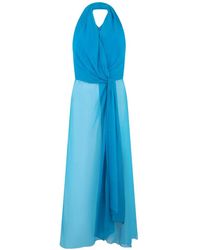 Alberta Ferretti - Halterneck Silk Party Dress - Lyst