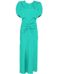 Victoria Beckham - V-Back Mid-Length Dress With Gathered Detailing And Flared Skirt - Lyst