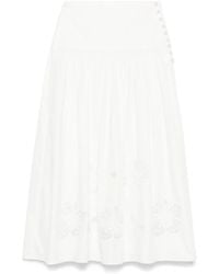 Sandro - Floral-Embroidered Midi Skirt - Lyst
