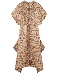 Stella McCartney - Tiger-print Organic Silk Midi Dress - Lyst