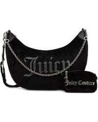 Juicy Couture - Kimberly Rhinestone-Logo Velvet Shoulder Bag - Lyst