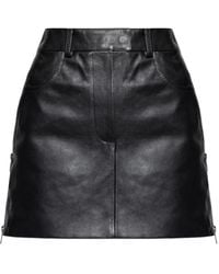 McQueen - Zip-Detail Leather Short A-Line Skirt - Lyst