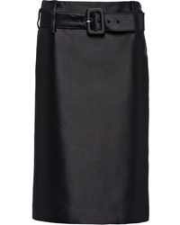 Prada Belted Pencil Skirt - Black