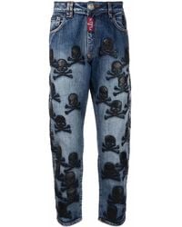 Philipp Plein - Skull-Patch Tapered Jeans - Lyst