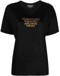 Tom Ford - Silk T-Shirt With Bold Logo Print - Lyst