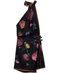 Prada - Minikleid aus Seide mit Blumen-Print - Lyst