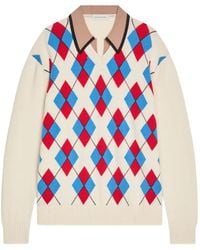 Dries Van Noten - Argyle Collared Sweater - Lyst